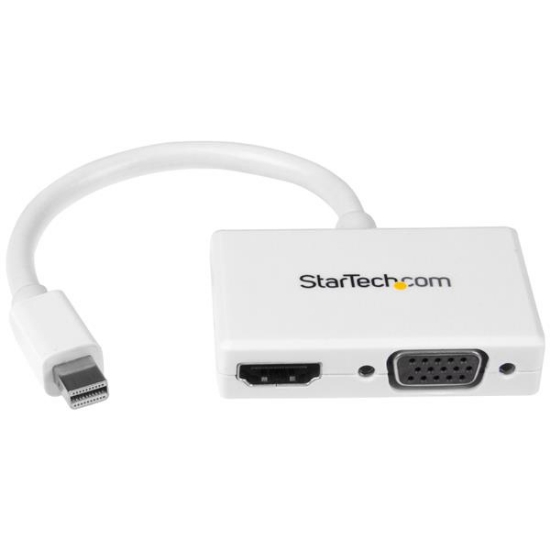 Picture of StarTech.com Travel A/V Adapter: 2-in-1 Mini DisplayPort to HDMI or VGA Converter - White
