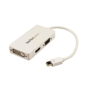 Picture of StarTech.com Travel A/V Adapter: 3-in-1 Mini DisplayPort to VGA DVI or HDMI Converter - White