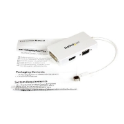 Picture of StarTech.com Travel A/V Adapter: 3-in-1 Mini DisplayPort to VGA DVI or HDMI Converter - White