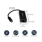 Picture of StarTech.com ​​USB-C to Gigabit Ethernet Adapter - Black​