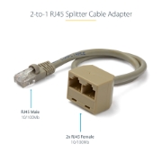 Picture of StarTech.com 2-to-1 RJ45 Splitter Cable Adapter - F/M
