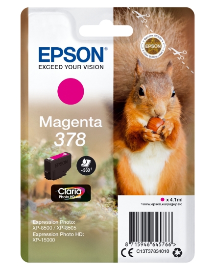 Picture of Epson Squirrel Singlepack Magenta 378 Claria Photo HD Ink