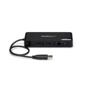 Picture of StarTech.com USB 3.0 Mini Dock - Dual Monitor USB-A Docking Station with DisplayPort 4K 60Hz Video & Gigabit Ethernet - 1ft (30cm) cable - Portable USB 3.1 Gen 1 Type-A Laptop Adapter