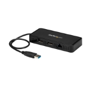 Picture of StarTech.com USB 3.0 Mini Dock - Dual Monitor USB-A Docking Station with DisplayPort 4K 60Hz Video & Gigabit Ethernet - 1ft (30cm) cable - Portable USB 3.1 Gen 1 Type-A Laptop Adapter