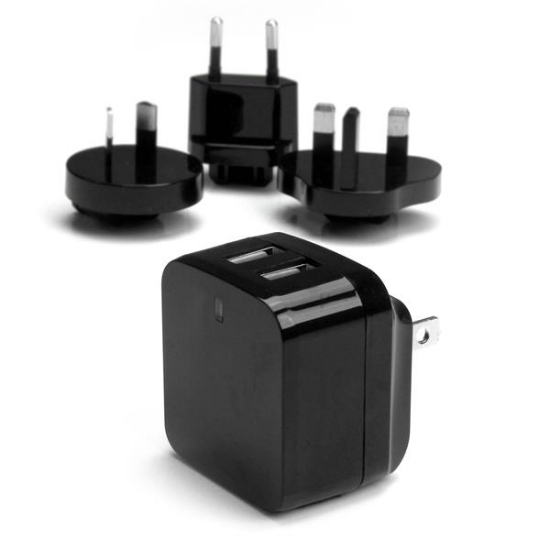 Picture of StarTech.com Dual-port USB wall charger - international travel - 17W/3.4A - black
