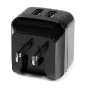 Picture of StarTech.com Dual-port USB wall charger - international travel - 17W/3.4A - black