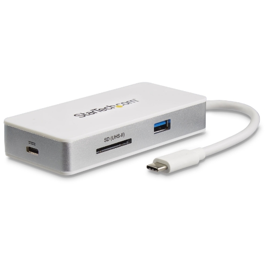 Picture of StarTech.com USB-C Multiport Adapter - SD (UHS-II) Card Reader - 100W Power Delivery - 4K HDMI - GbE - 1x USB 3.0