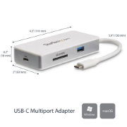 Picture of StarTech.com USB-C Multiport Adapter - SD (UHS-II) Card Reader - 100W Power Delivery - 4K HDMI - GbE - 1x USB 3.0
