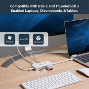 Picture of StarTech.com USB-C Multiport Adapter - SD (UHS-II) Card Reader - 100W Power Delivery - 4K HDMI - GbE - 1x USB 3.0