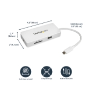 Picture of StarTech.com USB-C Multiport Adapter - SD (UHS-II) Card Reader - 100W Power Delivery - 4K HDMI - GbE - 1x USB 3.0