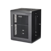 Picture of StarTech.com 4-Post 15U Wall Mount Network Cabinet with 1U Shelf, 19" Hinged Wall-Mounted Server Rack for Data / AV / Electronics / Computer Equipment, Flexible Vented Rack Enclosure