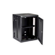 Picture of StarTech.com 4-Post 15U Wall Mount Network Cabinet with 1U Shelf, 19" Hinged Wall-Mounted Server Rack for Data / AV / Electronics / Computer Equipment, Flexible Vented Rack Enclosure