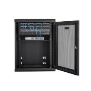 Picture of StarTech.com 4-Post 15U Wall Mount Network Cabinet with 1U Shelf, 19" Hinged Wall-Mounted Server Rack for Data / AV / Electronics / Computer Equipment, Flexible Vented Rack Enclosure