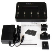 Picture of StarTech.com Standalone 1 to 5 USB Thumb Drive Duplicator and Eraser, Multiple USB Flash Drive Copier, System and File and Whole-Drive Copy at1.5 GB/min, Single and 3-Pass Erase, LCD Display