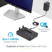 Picture of StarTech.com Standalone 1 to 5 USB Thumb Drive Duplicator and Eraser, Multiple USB Flash Drive Copier, System and File and Whole-Drive Copy at1.5 GB/min, Single and 3-Pass Erase, LCD Display