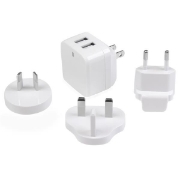 Picture of StarTech.com Dual-port USB wall charger - international travel - 17W/3.4A - white