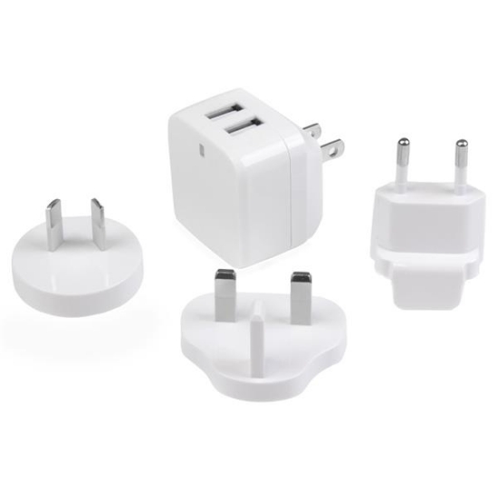 Picture of StarTech.com Dual-port USB wall charger - international travel - 17W/3.4A - white