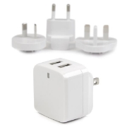 Picture of StarTech.com Dual-port USB wall charger - international travel - 17W/3.4A - white