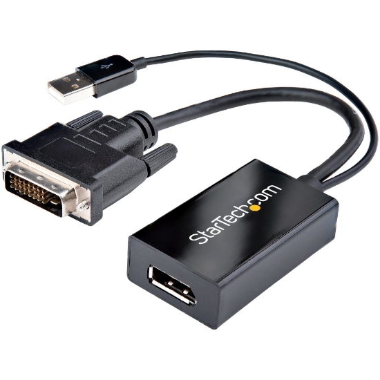 Picture of StarTech.com DVI to DisplayPort Adapter - USB Power - 1920 x 1200 - DVI to DisplayPort Converter - Video Adapter - DVI-D to DP
