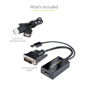 Picture of StarTech.com DVI to DisplayPort Adapter - USB Power - 1920 x 1200 - DVI to DisplayPort Converter - Video Adapter - DVI-D to DP