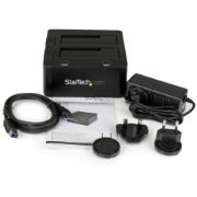 Picture of StarTech.com Dual-Bay USB 3.0 to SATA Hard Drive Docking Station, USB Hard Drive Dock, External 2.5/3.5" SATA I/II/III SSD/HDD Docking Station, Hot-Swap Hard Drive Bay, Top-Loading