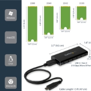 Picture of StarTech.com M.2 SSD Enclosure for M.2 SATA SSDs - USB 3.1 (10Gbps) with USB-C Cable