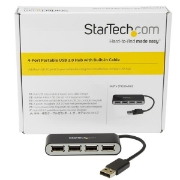 Picture of StarTech.com 4-Port Portable USB 2.0 Hub with Built-in Cable