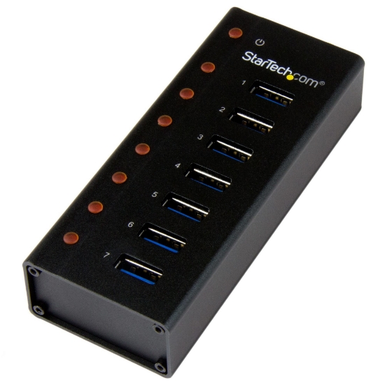 Picture of StarTech.com 7-Port USB 3.0 Hub - Desktop or Wall-Mountable Metal Enclosure~7-Port USB 3.0 Hub (5Gbps) - Desktop or Wall-Mountable Metal Enclosure