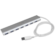 Picture of StarTech.com 7-Port USB Hub, USB A to 7x USB-A Ports, USB 5Gbps, Rugged Design, Bus or Self-Powered, Portable Laptop USB 3.0 Hub Expansion with Power Supply