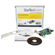 Picture of StarTech.com 1-port PCI Express RS232 Serial Adapter Card - PCIe RS232 Serial Host Controller Card - PCIe to Serial DB9 - 16550 UART - Low Profile Expansion Card - Windows & Linux