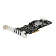 Picture of StarTech.com 4 Port USB 3.0 PCIe Card w/ 4 Dedicated 5Gbps Channels (USB 3.1 Gen 1) - UASP - SATA / LP4 Power - PCI Express Adapter Card