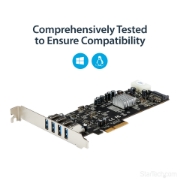 Picture of StarTech.com 4 Port USB 3.0 PCIe Card w/ 4 Dedicated 5Gbps Channels (USB 3.1 Gen 1) - UASP - SATA / LP4 Power - PCI Express Adapter Card