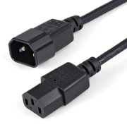 Picture of StarTech.com 1m (3ft) Power Extension Cord, C14 to C13, 10A 125V, 18AWG, Computer Power Cord Extension, IEC-320-C14 to IEC-320-C13 AC Power Cable Extension for Power Supply, UL Listed
