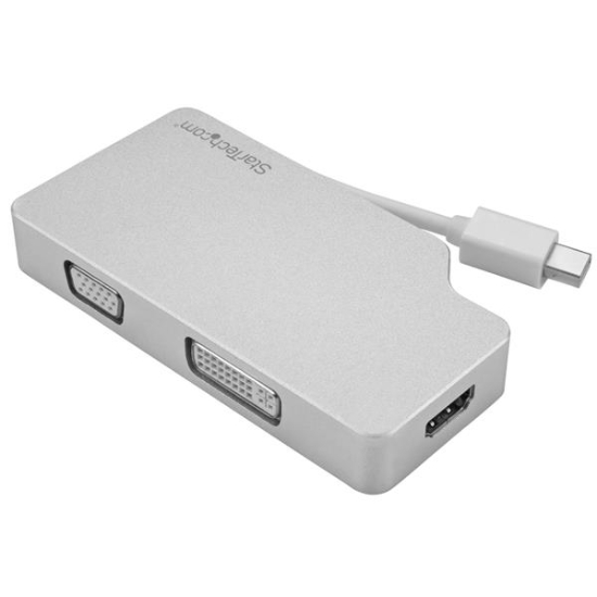 Picture of StarTech.com Aluminum Travel A/V Adapter: 3-in-1 Mini DisplayPort to VGA, DVI or HDMI - 4K