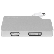Picture of StarTech.com Aluminum Travel A/V Adapter: 3-in-1 Mini DisplayPort to VGA, DVI or HDMI - 4K