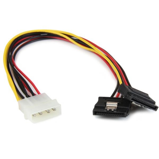Picture of StarTech.com 12in LP4 to 2x Latching SATA Power Y Cable Splitter Adapter - 4 Pin LP4 to Dual SATA