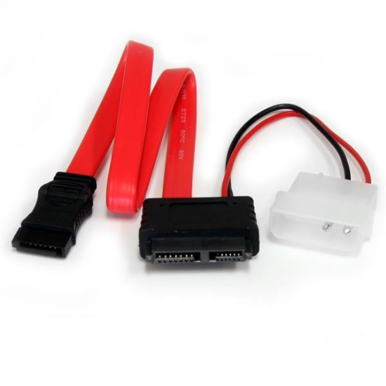 Picture of StarTech.com 12in Slimline SATA to SATA with LP4 Power Cable Adapter