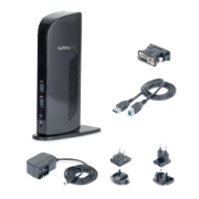 Picture of StarTech.com Dual Monitor USB 3.0 Docking Station with HDMI - DVI - 6 x USB Ports~Dual Monitor USB 3.0 Laptop Docking Station with HDMI & DVI/VGA, 6x USB-A Hub, GbE, Audio, Universal Type-A Dock - Windows/macOS/ChromeOS