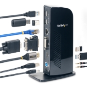 Picture of StarTech.com Dual Monitor USB 3.0 Docking Station with HDMI - DVI - 6 x USB Ports~Dual Monitor USB 3.0 Laptop Docking Station with HDMI & DVI/VGA, 6x USB-A Hub, GbE, Audio, Universal Type-A Dock - Windows/macOS/ChromeOS