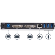 Picture of StarTech.com Dual-Monitor USB 3.0 Docking Station with DVI and Vertical Stand