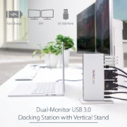 Picture of StarTech.com Dual-Monitor USB 3.0 Docking Station with DVI and Vertical Stand