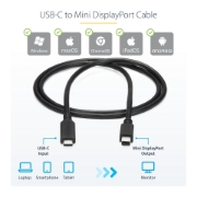 Picture of StarTech.com 1 m (3.3 ft.) USB-C to Mini DisplayPort Cable - 4K 60Hz - Black