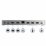Picture of StarTech.com Dual Monitor USB C Docking Station with 60W Power Delivery for Windows Laptops - USB C to HDMI / DVI Dock - USB 3.1 Gen 1 Type C Dock w/ Charging - Thunderbolt 3 Compatible