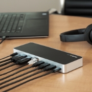 Picture of StarTech.com Dual Monitor USB C Docking Station with 60W Power Delivery for Windows Laptops - USB C to HDMI / DVI Dock - USB 3.1 Gen 1 Type C Dock w/ Charging - Thunderbolt 3 Compatible