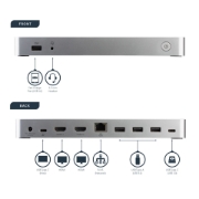 Picture of StarTech.com Dual Monitor USB C Docking Station with 60W Power Delivery for Windows Laptops - USB C to HDMI / DVI Dock - USB 3.1 Gen 1 Type C Dock w/ Charging - Thunderbolt 3 Compatible