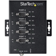 Picture of StarTech.com 4 Port Serial Hub USB to RS232/RS485/RS422 Adapter - Industrial USB 2.0 to DB9 Serial Converter Hub - IP30 Rated - Din Rail Mountable Metal Serial Hub - 15kV ESD Protection