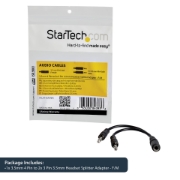 Picture of StarTech.com 3.5mm 4 Position to 2x 3 Position 3.5mm Headset Splitter Adapter - F/M