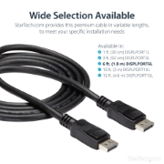 Picture of StarTech.com 6ft (2m) DisplayPort 1.2 Cable - 4K x 2K Ultra HD VESA Certified DisplayPort Cable - DP to DP Cable for Monitor - DP Video/Display Cord - Latching DP Connectors