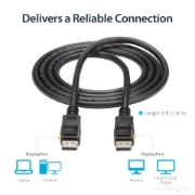 Picture of StarTech.com 6ft (2m) DisplayPort 1.2 Cable - 4K x 2K Ultra HD VESA Certified DisplayPort Cable - DP to DP Cable for Monitor - DP Video/Display Cord - Latching DP Connectors