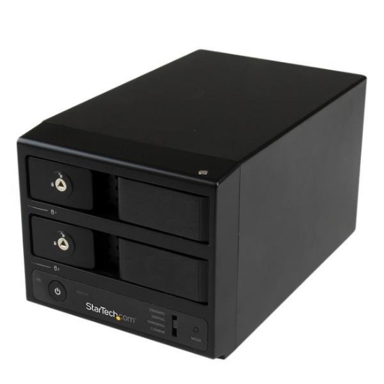 Picture of StarTech.com USB 3.0 / eSATA Dual-Bay Trayless 3.5” SATA III Hard Drive Enclosure with UASP - 2-Bay SATA 6 Gbps Hot-Swap HDD Enclosure